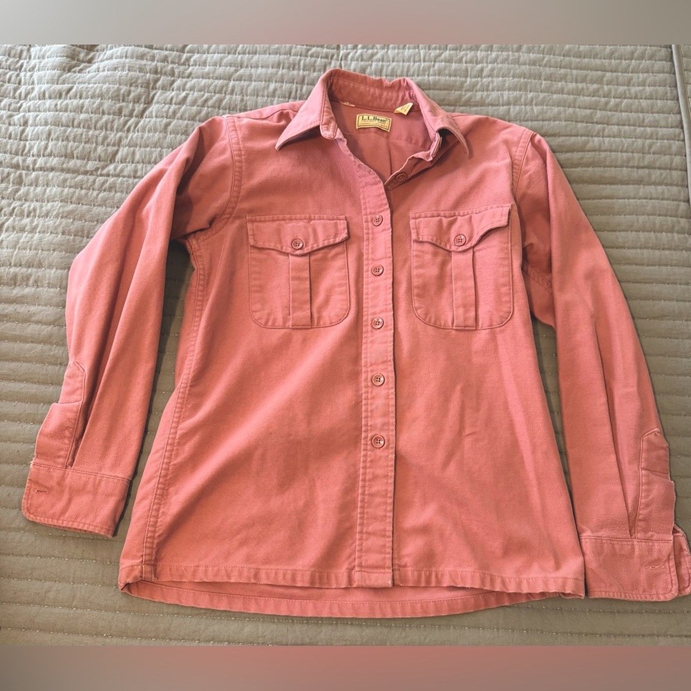 Vintage LL Bean Chamois Cloth Button Up Shirt Women's 8 Pink